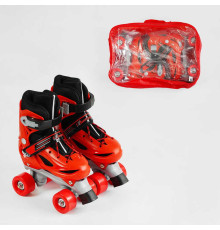 Ролики 7595-S розмір 31-34 (6) колір ЧЕРВОНИЙ, колеса PVC, устілка 18.5-20 см, d колес – 4.5 см, в сумці
