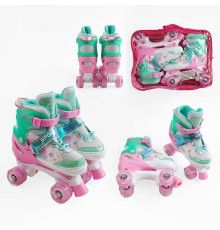 Ролики R-719-54 М розмір 34-38 (6) колір РОЖЕВИЙ, колеса PU, КОЛЕСА ЗІ СВІТЛОМ, устілка 21-23 см, d коліс – 4,5 см, в сумці
