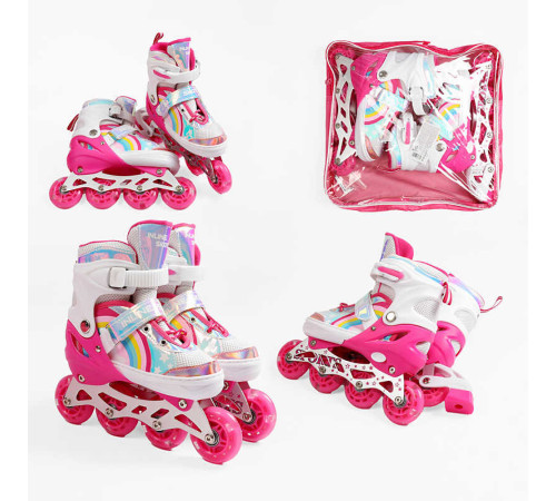 Ролики J-3084-7 S розмір 29-33 (6) колір РОЖЕВИЙ, устілка 18-20 см, колеса PU, d коліс – 6 см, підсвічування коліс, в сумці – в наличии! Купите сейчас у KAZKOVA