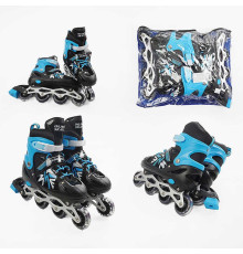 Ролики 44630-L /розмір 39-43/ колір – СИНІЙ (6) колеса PVC, устілка 24-27 см, ПЕРЕДНЄ КОЛЕСО СВІТЛО, d – 6.5 см, в сумці