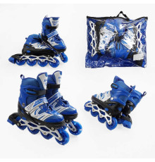 Ролики 15728-S /розмір 29-33/ колір – СИНІЙ (6) колеса PU, устілка 18-20 см, ПЕРЕДНЄ КОЛЕСО СВІТЛО, d – 6.5 см, в сумці