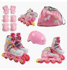 Ролики SL-39011 M розмір 35-38 (6) колеса PU, d – 9 см, алюмінієва рама, підсвічування коліс, підшипник ABEC-7, в коробці