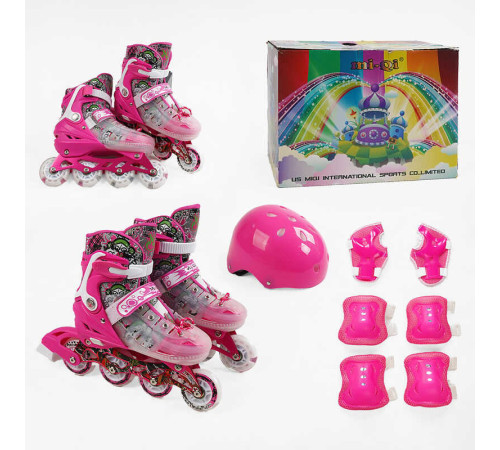 Ролики 9637-76 L розмір 39-43 (6) колір РОЖЕВИЙ, колеса PU, d колес – 6 см, устілка 24 см, підсвічування коліс, шолом, захист, в коробці – в наличии! Купите сейчас у KAZKOVA Ролики 9637-76 L розмір 39-43 (6) колір РОЖЕВИЙ, колеса PU, d колес – 6 см, устілка 24 см, підсвічування коліс, шолом, захист, в коробці – в наличии! Купите сейчас у KAZKOVA