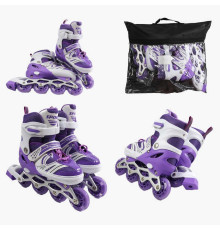 Ролики 16499-S /розмір 29-33/ колір – ФІОЛЕТОВИЙ (6) колеса PU, ПЕРЕДНЄ КОЛЕСО СВІТЛО, d – 6.5 см, в сумці