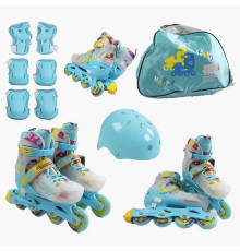 Ролики SL-40025 M розмір 35-38 (6) колеса PU, d – 9 см, алюмінієва рама, підсвічування коліс, підшипник ABEC-7, в коробці