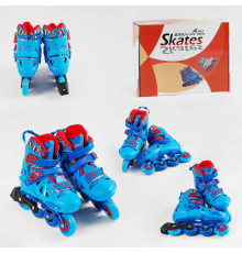 Ролики 17107-М розмір 34-37 (6) колір БЛАКИТНИЙ колеса PU, ПЕРЕДНЄ КОЛЕСО СВІТЛО, устілка 21-23 см, d колес – 6.5 см, в коробці