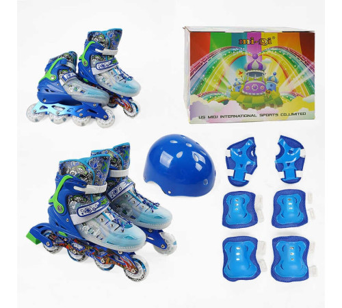Ролики 9678-31 L розмір 39-43 (6) колір СИНІЙ, колеса PU, d колес – 6 см, устілка 24 см, підсвічування коліс, шолом, захист, в коробці – в наличии! Купите сейчас у KAZKOVA Ролики 9678-31 L розмір 39-43 (6) колір СИНІЙ, колеса PU, d колес – 6 см, устілка 24 см, підсвічування коліс, шолом, захист, в коробці – в наличии! Купите сейчас у KAZKOVA