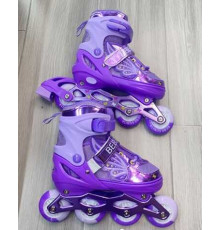 Ролики с захистом SC-26601 S розмір 31-34 (6) колір ФІОЛЕТОВИЙ, колеса PU, ПЕРЕДНЄ КОЛЕСО СВІТЛО, устілка 17-20 см, d коліс – 6 см, в сумці