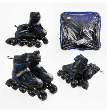 Ролики 72366-М /розмір 34-38/ колір – СИНІЙ (6) колеса PU, устілка 20-24 см, ПЕРЕДНЄ КОЛЕСО СВІТЛО, d – 6.5 см, в сумці