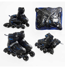 Ролики 91070-L /розмір 39-43/ колір – СИНІЙ (6) колеса PU, устілка 24-28 см, ПЕРЕДНЄ КОЛЕСО СВІТЛО, d – 6.5 см, в сумці