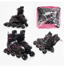 Ролики 99250-L /розмір 39-43/ колір – РОЖЕВИЙ (6) колеса PU, устілка 24-28 см, ПЕРЕДНЄ КОЛЕСО СВІТЛО, d – 6.5 см, в сумці