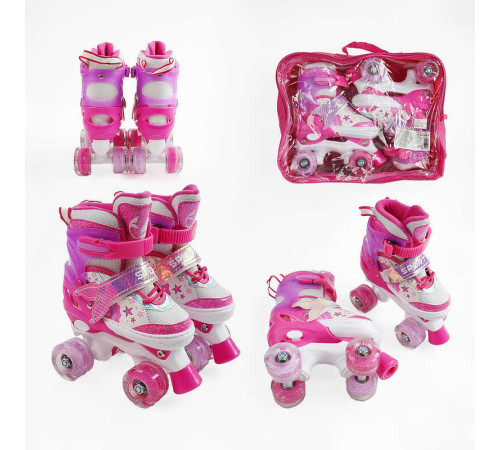 Ролики 60210-90 М розмір 34-38 (6) колір Рожевий, колеса PU, КОЛЕСА ЗІ СВІТЛОМ, устілка 21-23 см, d коліс – 4,5 см, в сумці – в наличии! Купите сейчас у KAZKOVA