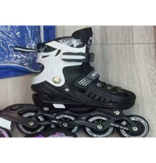 Ролики 9566-311 M /розмір 34-38/ колір – Чорний (6) колеса PU, ПЕРЕДНЄ КОЛЕСО СВІТЛО, d – 6.5 см, в сумці