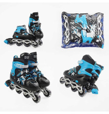 Ролики 25326-S /розмір 29-33/ колір – СИНІЙ (6) колеса PVC, устілка 16-19 см, ПЕРЕДНЄ КОЛЕСО СВІТЛО, d – 6.5 см, в сумці