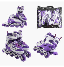 Ролики 61633-L /розмір 39-43/ колір – ФІОЛЕТОВИЙ (6) колеса PU, ПЕРЕДНЄ КОЛЕСО СВІТЛО, d – 6.5 см, в сумці