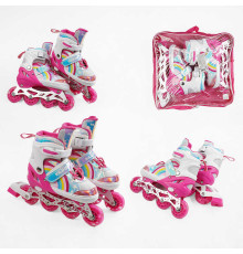 Ролики J-4770-5 М розмір 34-38 (6) колір Рожевий, колеса PU, d колес – 6 см, підсвічування коліс, в сумці