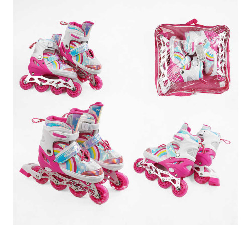Ролики J-4770-5 М розмір 34-38 (6) колір Рожевий, колеса PU, d колес – 6 см, підсвічування коліс, в сумці – в наличии! Купите сейчас у KAZKOVA