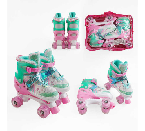 Ролики 60559-18 М розмір 34-38 (6) колір РОЖЕВИЙ, колеса PU, КОЛЕСА ЗІ СВІТЛОМ, устілка 21-23 см, d коліс – 4,5 см, в сумці – в наличии! Купите сейчас у KAZKOVA