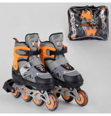 Ролики 6202-S Best Roller / розмір 30-33 / колір - ПОМАРАНЧЕВИЙ (6) колеса PU, ПЕРЕДНЄ КОЛЕСО СВІТЛО, в сумці, d коліс - 6.5 см