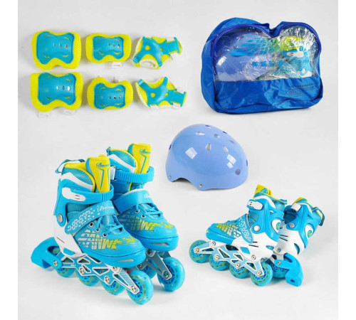 Ролики с захистом 7945-S розмір 31-34 (6) колір СИНІЙ, колеса PU, ПЕРЕДНЄ КОЛЕСО СВІТЛО, устілка 17-19 см, d колес – 6 см, в сумці – в наличии! Купите сейчас у KAZKOVA Ролики с захистом 7945-S розмір 31-34 (6) колір СИНІЙ, колеса PU, ПЕРЕДНЄ КОЛЕСО СВІТЛО, устілка 17-19 см, d колес – 6 см, в сумці – в наличии! Купите сейчас у KAZKOVA