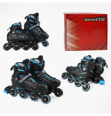 Ролики D-8305 L розмір 39-43 (6) колір СИНІЙ, колеса PU, d – 9 см, устілка 23-27 см, алюмінієва рама, гальма, переднє зі світлом, підшипник ABEC-7, в коробці