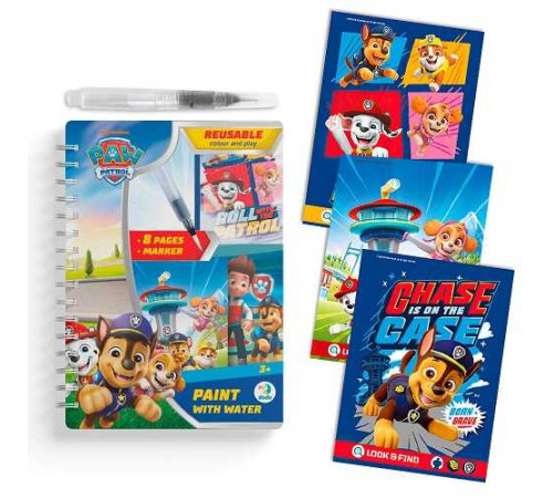 гр Водні розмальовки «Paw Patrol» 200656 (30) "DoDo", водний маркер, 8 сторінок, гра на пошук предмета, в пакеті