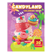 гр Розмальовка 20 наліпок А4: Candyland 9789655323184 (50) "Jumbi"