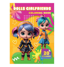 гр Розмальовка 20 наліпок А4: Dolls Girlfrends 9789655323191 (50) "Jumbi"
