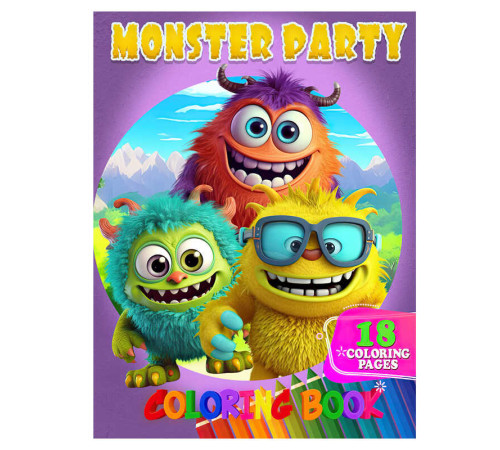 гр Розмальовка 18 кольорових малюнків "Monster Party" 9789655322880 (50) "Jumbi"