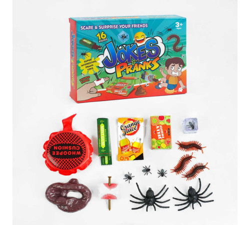 Набір приколів 388-1 (96/2) 16 елементів, муляжі, фігурки комах, в коробці