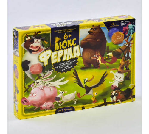 гр Гра велика настільна "Ферма ЛЮКС" G-FL-UA-01-02 УКР. (5) "Danko Toys", поле, фішки, фігурки, 12-ти гранні кубики, в коробці