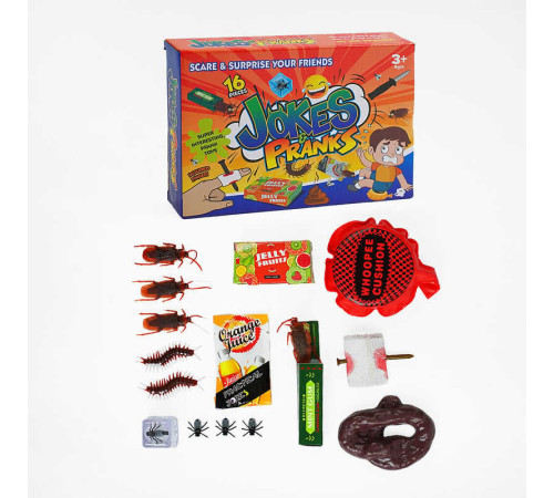 Набір приколів 388-2 (96/2) 16 елементів, муляжі, фігурки комах, фальшивий ніж, в коробці