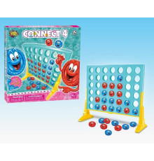 Гра 33887 (72/2) "Збери чотири", двостороння основа, 42 отвори, кришечки двох кольорів, наліпки, в коробці