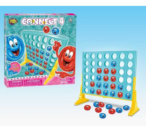 Гра 33887 (72/2) "Збери чотири", двостороння основа, 42 отвори, кришечки двох кольорів, наліпки, в коробці