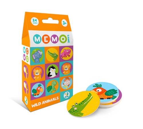 гр Гра мемо "Дикі тварини" 301238 (30) "DoDo", 24 фішки (12 пар), в коробці