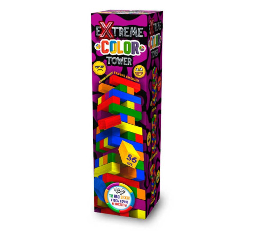 гр Дженга G-ECT-01U "Extreme color tower" (8) "Danko Toys", дерев'яна, 56 елементів-брусків, в коробці гр Дженга G-ECT-01U "Extreme color tower" (8) "Danko Toys", дерев'яна, 56 елементів-брусків, в коробці