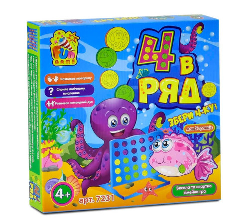 гр Настільна гра "4 в ряд" 7231 (12) "4FUN Game Club", в коробці гр Настільна гра "4 в ряд" 7231 (12) "4FUN Game Club", в коробці