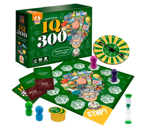 гр Гра настільна розважальна "IQ300" VT8055-46 (5) "Vladi Toys", гральне поле, 50 карток, 9 жетонів, 4 пішаки, колесо фортуни, пісочний годинник, правила гри, в коробці гр Гра настільна розважальна "IQ300" VT8055-46 (5) "Vladi Toys", гральне поле, 50 карток, 9 жетонів, 4 пішаки, колесо фортуни, пісочний годинник, правила гри, в коробці