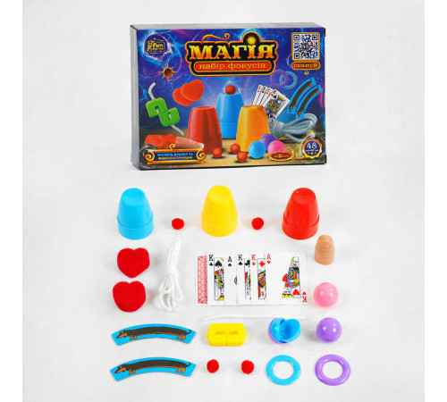 гр Набір фокусів "Магія" 11554 (24/2) "4FUN Game Club", 48 способів гри, QR-код з відео майстер-класом, у коробці гр Набір фокусів "Магія" 11554 (24/2) "4FUN Game Club", 48 способів гри, QR-код з відео майстер-класом, у коробці