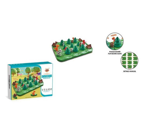 Настільна логічна гра T 246 (72/2) "Динозавряча гонка", фігурки динозаврів, ялинковий ліс, елементи обертаються, в коробці