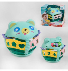 Брязкальце 35806 (24/2) “Ведмедик”, нелягайко, фактурні намистини, на батарейках, мелодії, звуки, дитячий сміх, підсвічування, в коробці