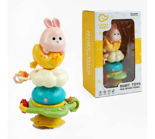 Музичне брязкальце-пірамідка LDJ 235 (36) на присосці, мелодії, пісеньки, звуки, звуки тварин, озвучення англ мовою, на присосці, прорізувачі, в коробці