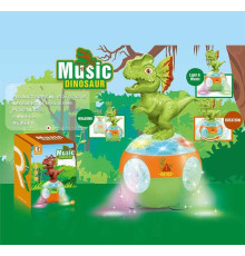 Динозавр музичний ZR 138-23 (72/2) проєктор, світло, мелодія, звукові ефекти, колесо вільного ходу, в коробці