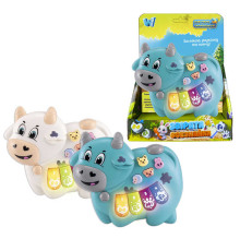Піаніно 85270 (120/2) "WToys", "КОРІВКА", 2 кольори, ОЗВУЧУВАННЯ УКРАЇНСЬКОЮ МОВОЮ, ноти, мелодії, пісні, казки, підсвічування, цифри, звуки тварин, в коробці