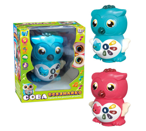 Музична сова 36736 (36/2) "WToys", 2 кольори, ОЗВУЧУВАННЯ УКРАЇНСЬКОЮ МОВОЮ, казки, пісні, загадки, скоромовки, колесо вільного ходу, підсвічування, в коробці – в наличии! Купите сейчас у KAZKOVA
