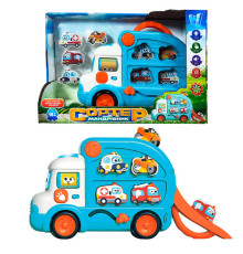 Сортер-мандрівник 66648 (16) "WToys", ОЗВУЧУВАННЯ УКРАЇНСЬКОЮ МОВОЮ, підсвічування, казки, пісні, віршики, знімні машинки, запускач, в коробці