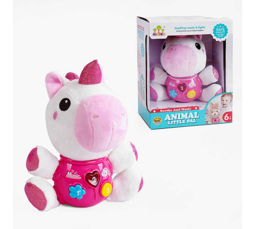 М`яка іграшка SL 88028 (36/2) “Єдиноріг”, звук, підсвічування, мелодії, на батарейках, в коробці