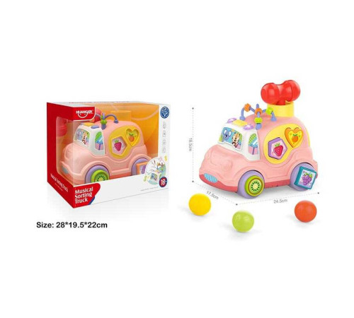Машинка HE 0548 (12) брязкальця, пальчикова гра, сортер, звуки, мелодії, в коробці