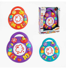 Музичний барабанчик 18317 (36) "WToys", 3 кольори, ОЗВУЧУВАННЯ УКРАЇНСЬКОЮ МОВОЮ, пісні, підсвічування, тріскачка, в коробці, ВИДАЄТЬСЯ ТІЛЬКИ МІКС ВИДІВ