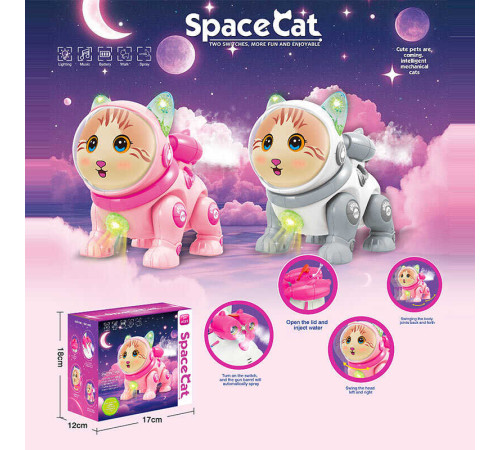 Кошеня QF 378-3 (72/2) 2 кольори, мелодія, диско-куля, підсвічування, парогенератор, ходить, в коробці